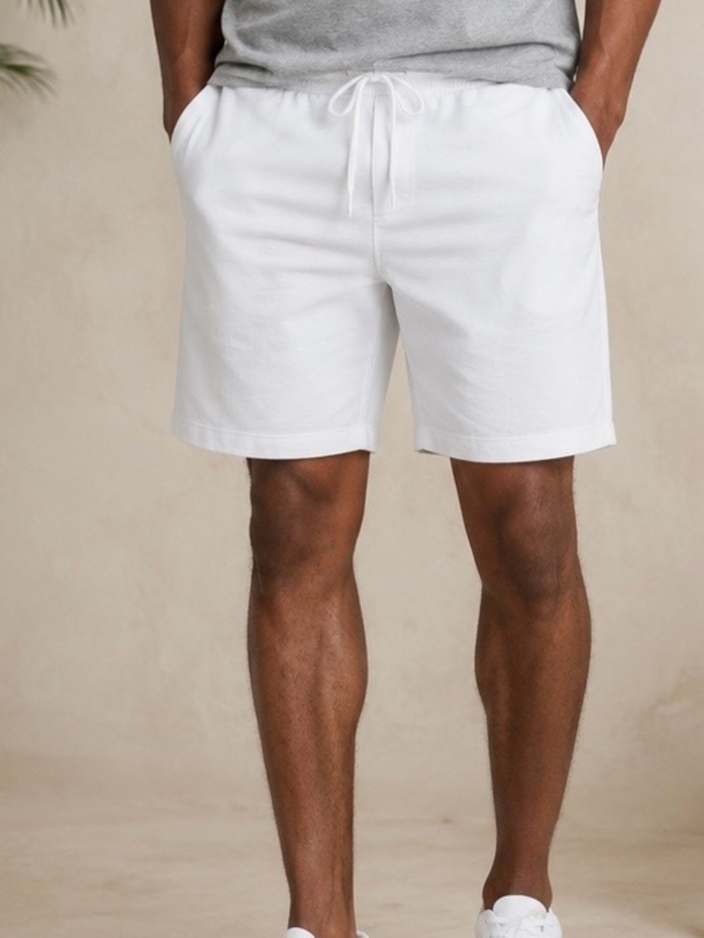 Men's White Drawstring Shorts
